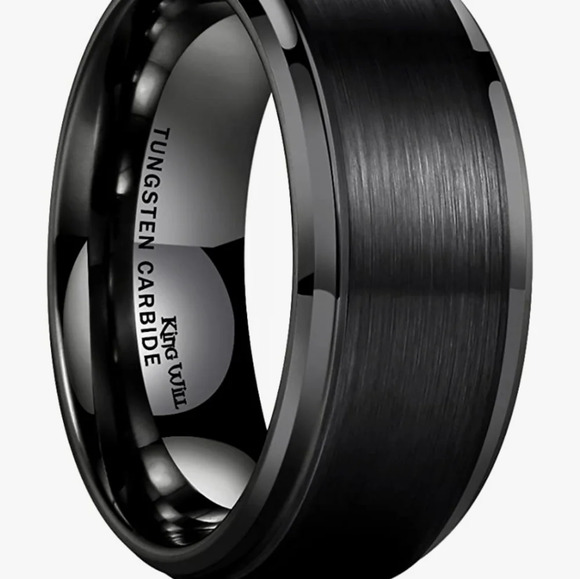 King Will Duo Men's 8mm/10mm Brushed Tungsten Carbide Wedding Ring - Picture 3 of 4